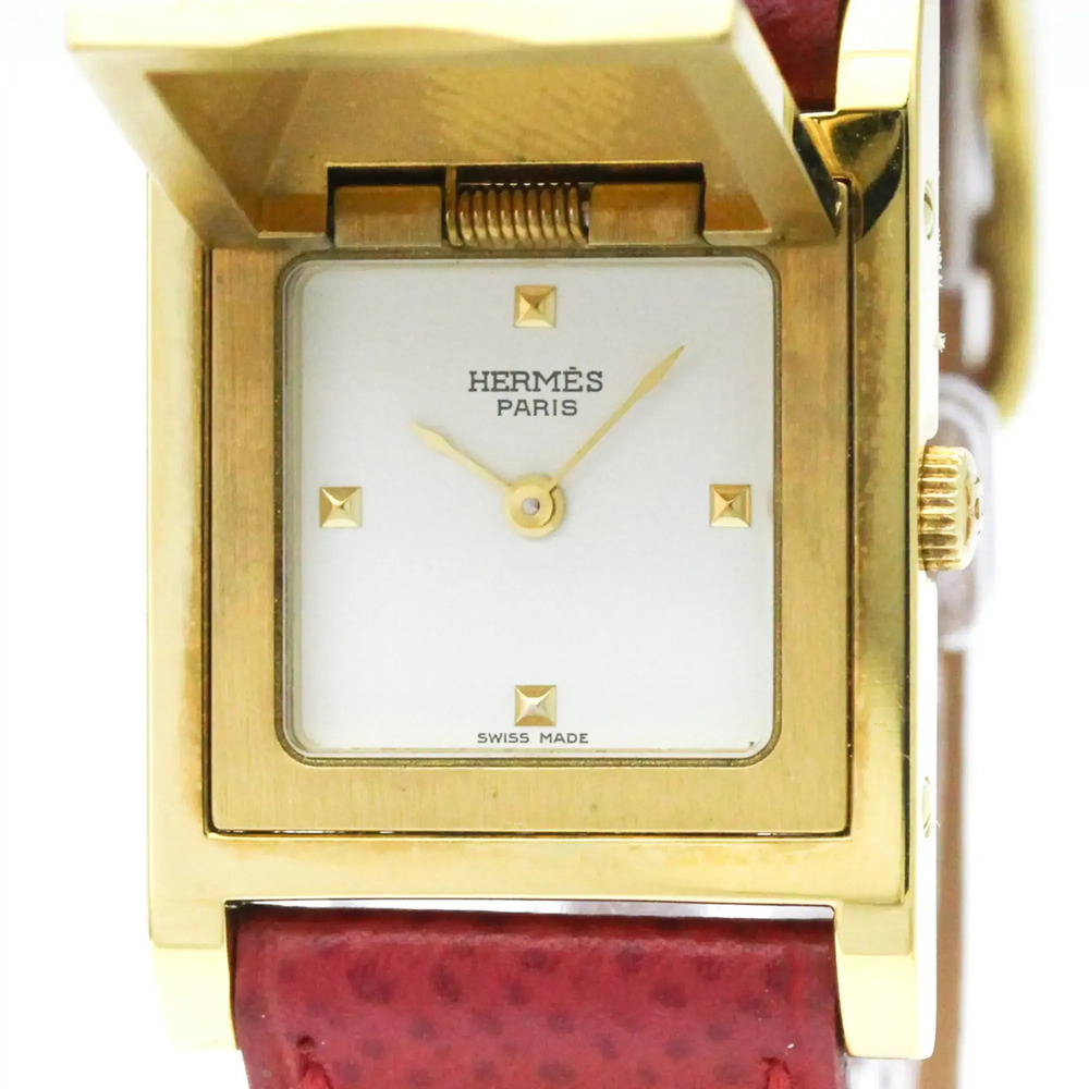 HERMES Médor Gold Plated Leather Quartz Ladies Watch ME1.201